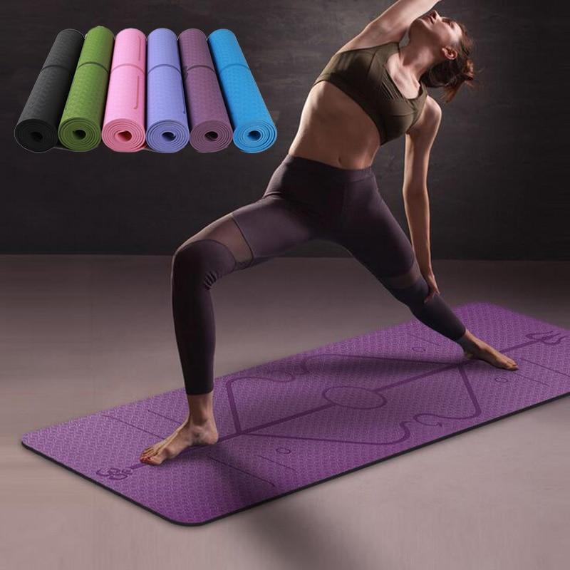 Non Slip Yoga Mat with Position Lines Rock Manna