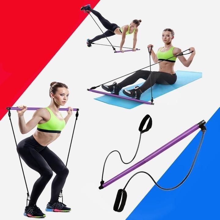 Pilates Stick Squat Training Bar with Bands Rock Manna