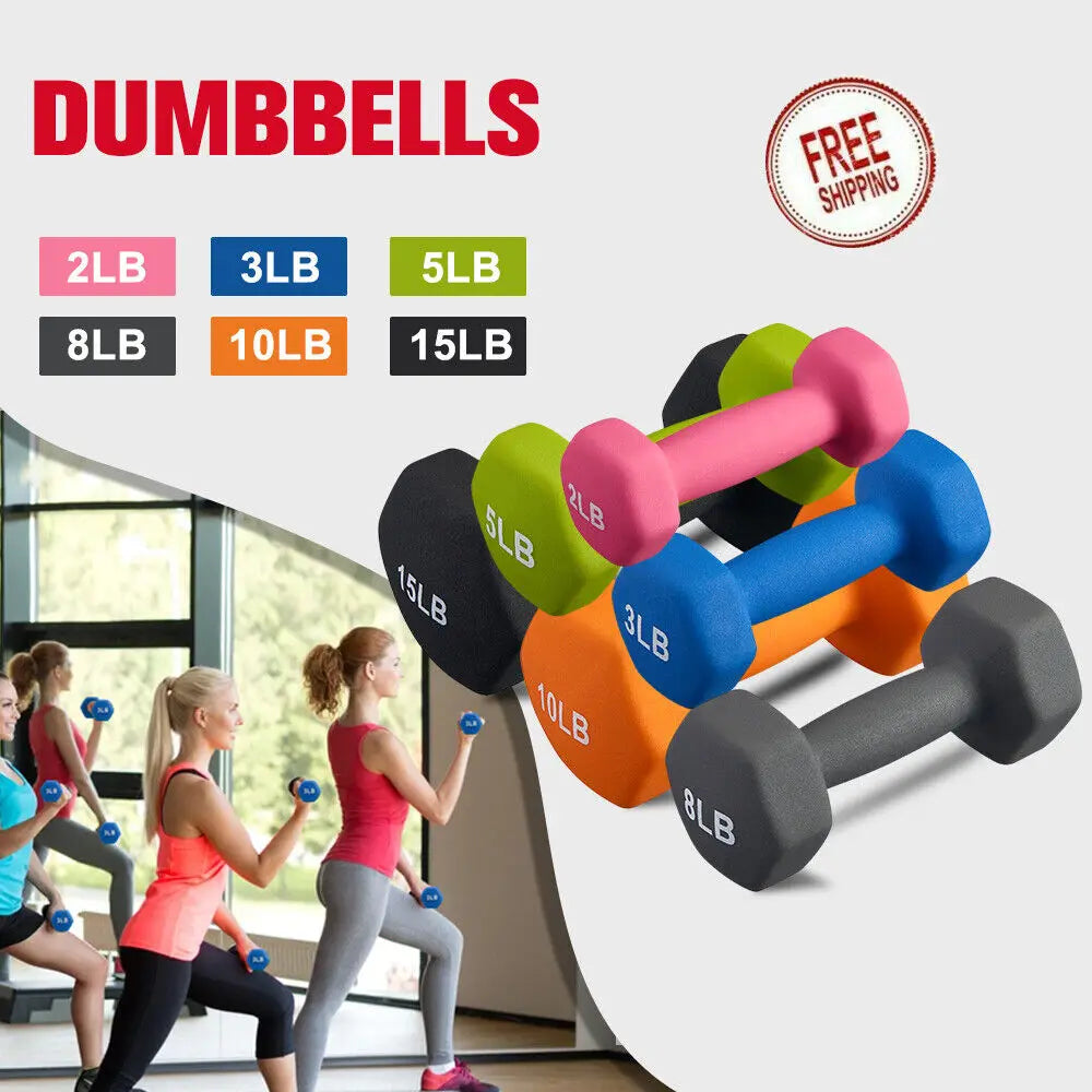 Hex Neoprene Coated Dumbbells Set 