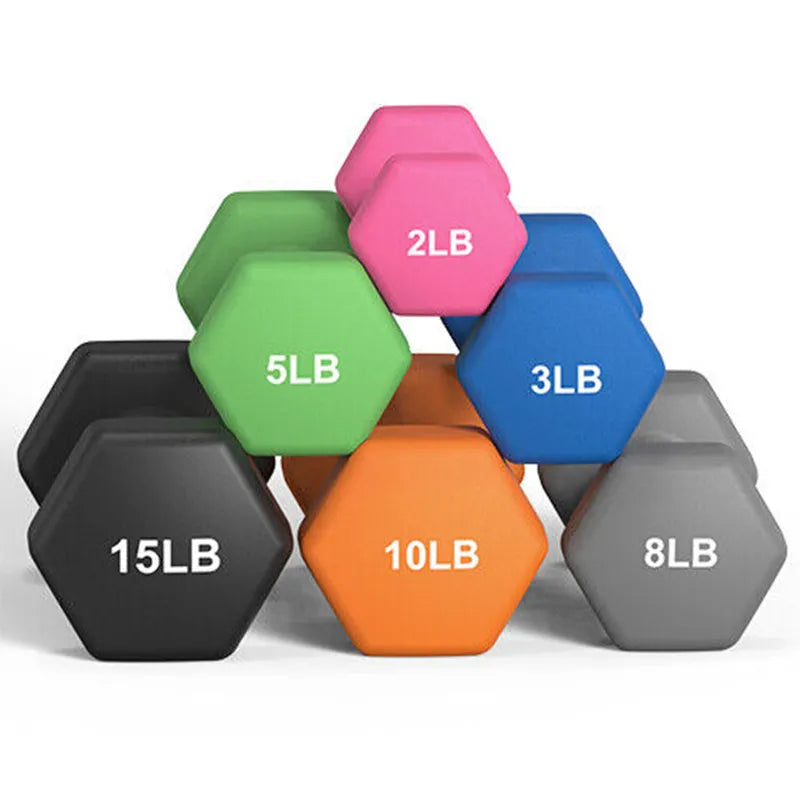 Hex Neoprene Coated Dumbbells Set  Rock Manna