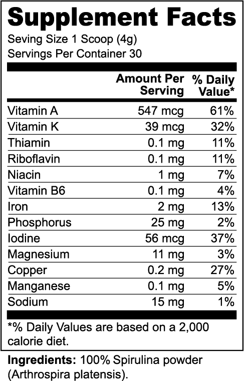 Organic Spirulina Powder  Rock Manna