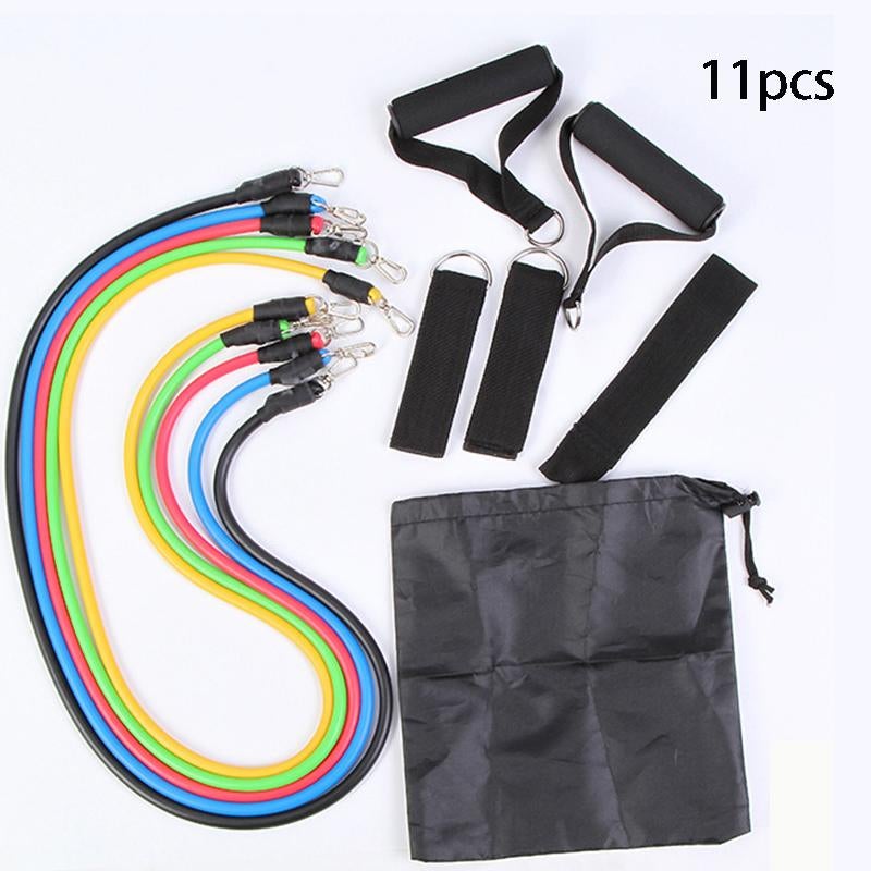 11 Pcs Resistance Band Elastic Pull Rope Set  Rock Manna
