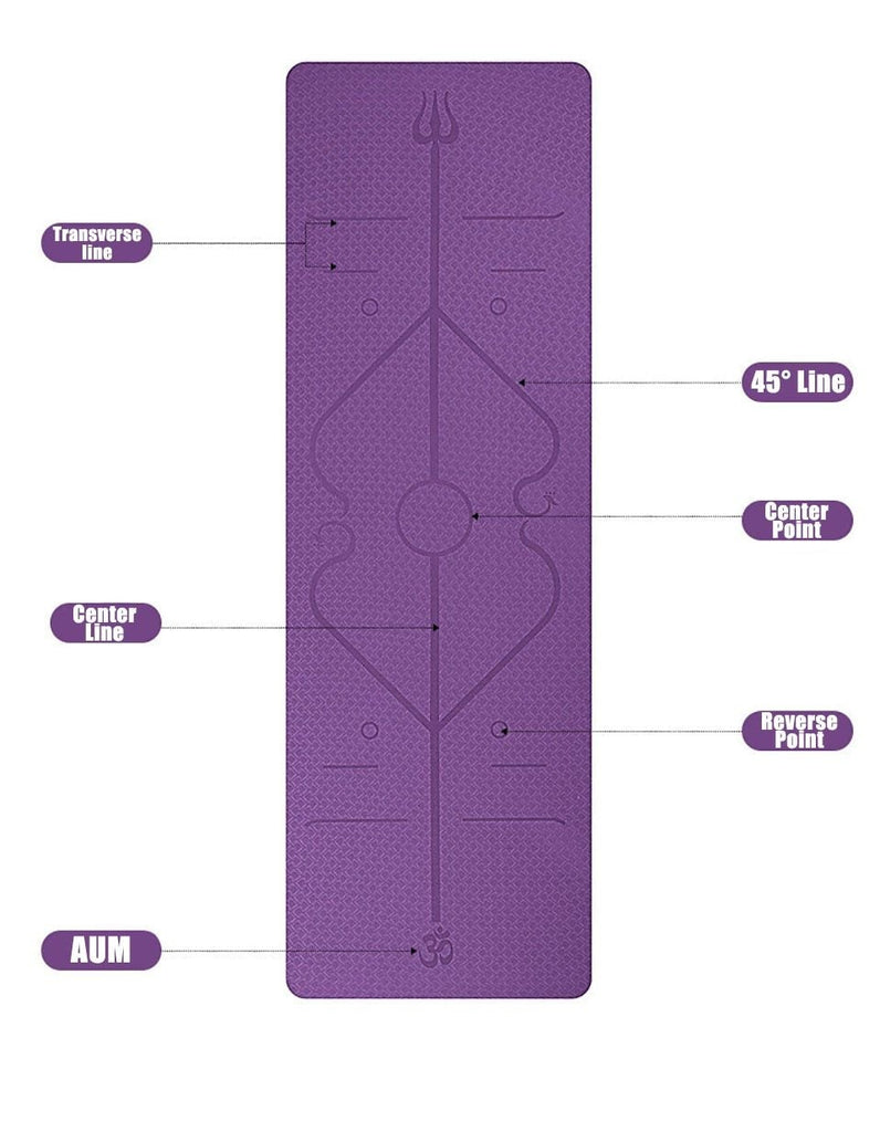 Non Slip Yoga Mat with Position Lines 
